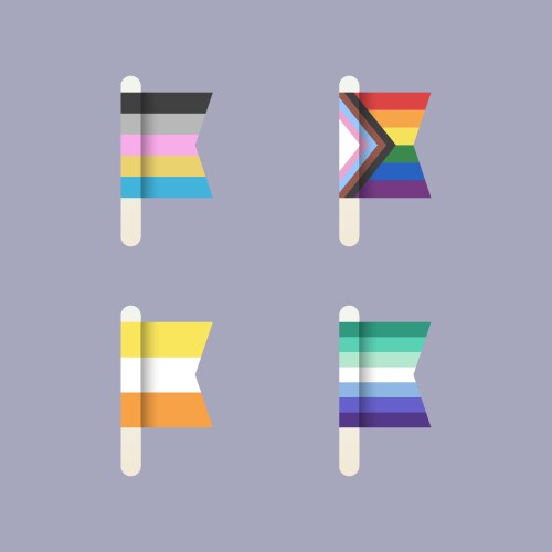 Lgbt pride flags flat design icon set in pastel Vector Image