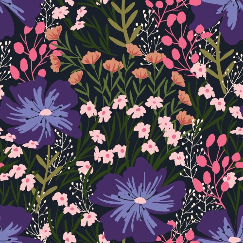 Cute seamless pattern with birds and flowers Vector Image