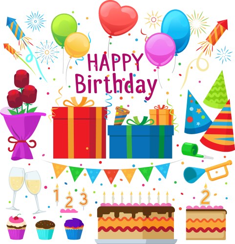 Cartoon Birthday Party Elements Vector Image