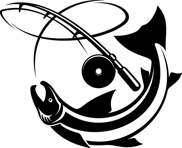 Salmon Fishing Logo - Emblem Vector Image