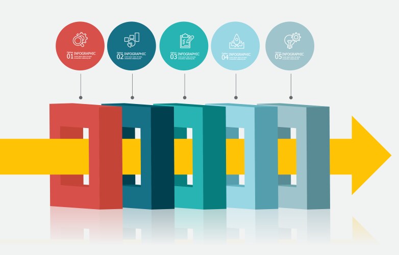 Isometric infographics timeline business workflow Vector Image