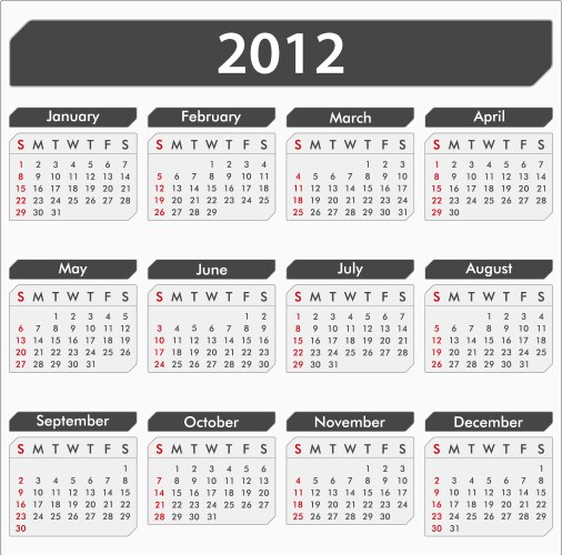 2012 calendar vector