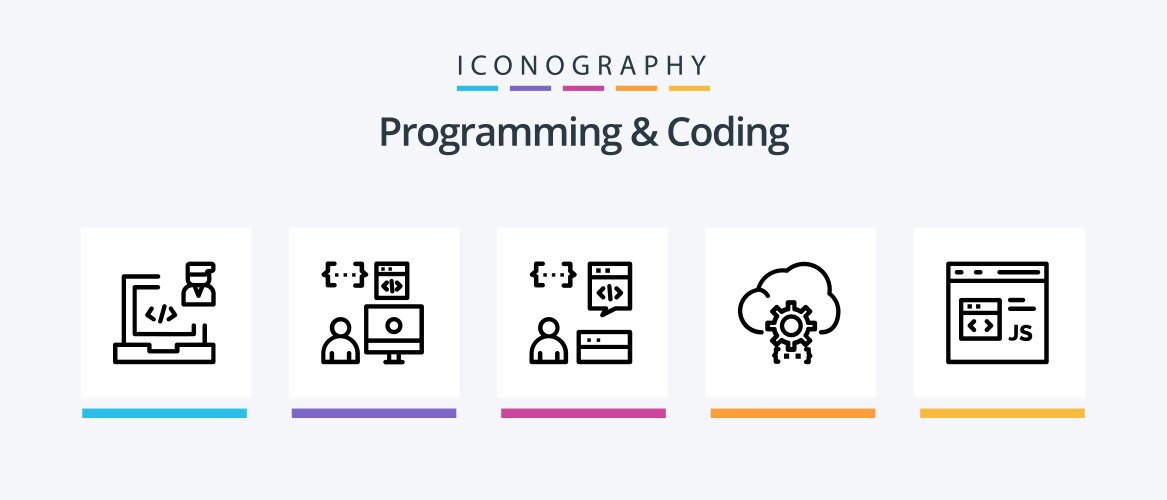 Programming and coding line 5 icon pack including vektorbild