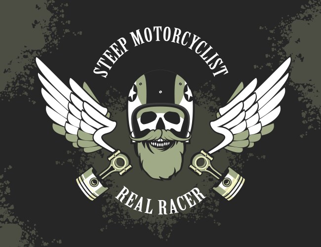 Retro Motorcycle Skull Emblem Vector Image