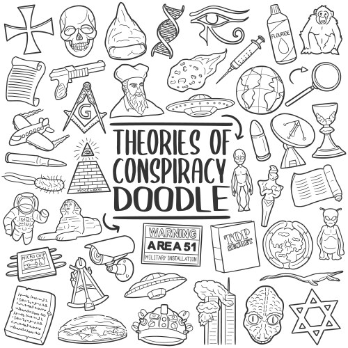 Conspiracy Theory Doodle Icons Vector Image