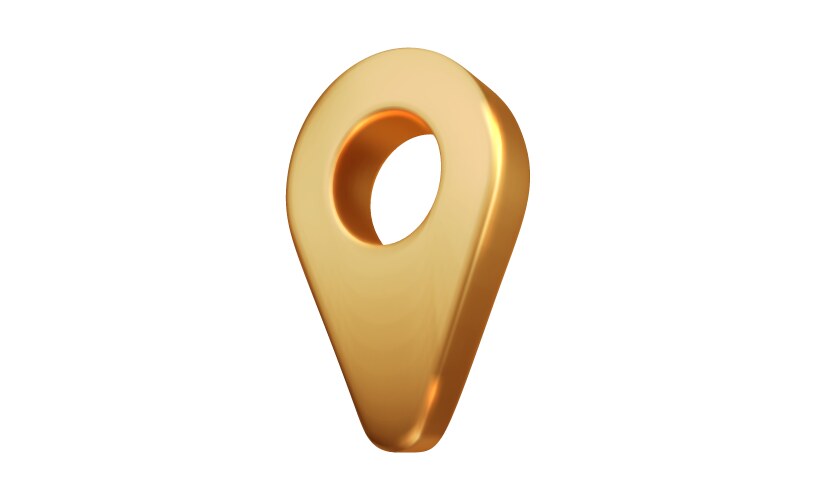 Gold map location pointer 3d icon of geolocation vector image