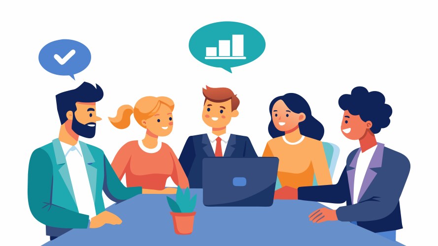 Business people having a meeting in digital Vector Image