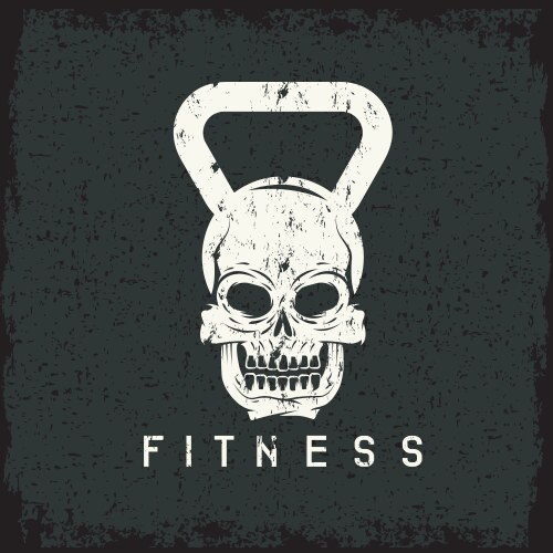 Grunge skull in the form of kettlebell fitness Vector Image