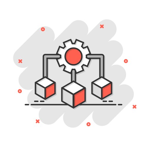 Api technology icon in comic style algorithm vector image