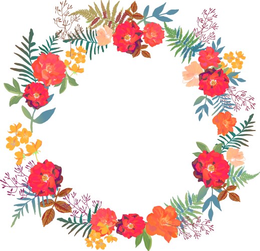 Colorful Floral Wreath Vector Image