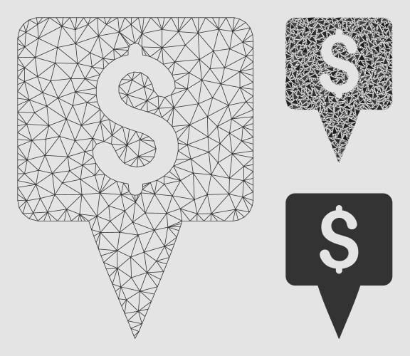 Dollar map pointer mesh wire frame model vector image