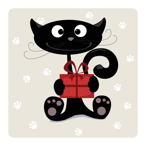 Cartoon cat with a black bow Royalty Free Vector Image