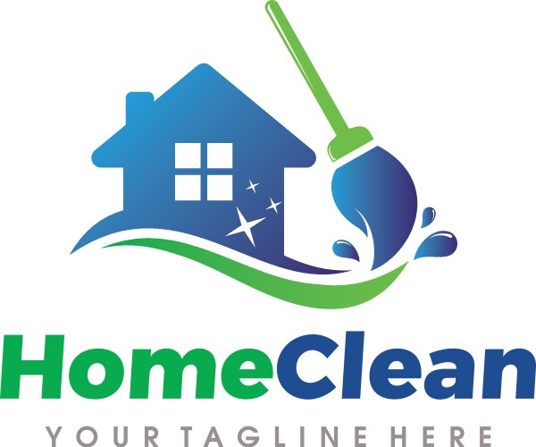 home cleaning and services logo vector image