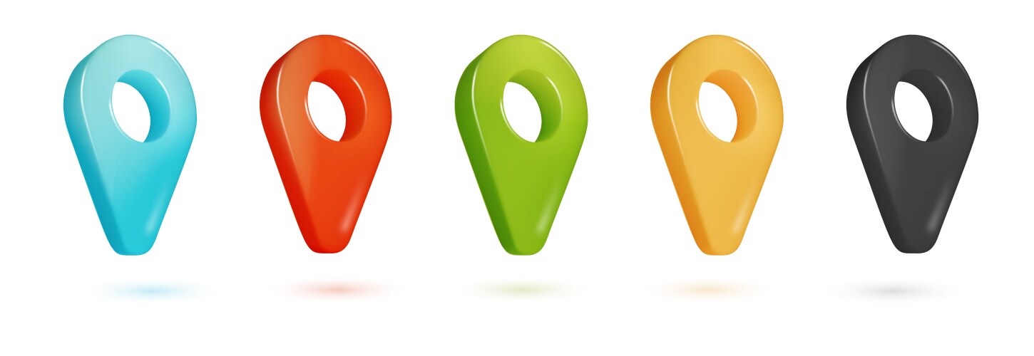 Map pointer or gps location 3d icons set isolated vector image