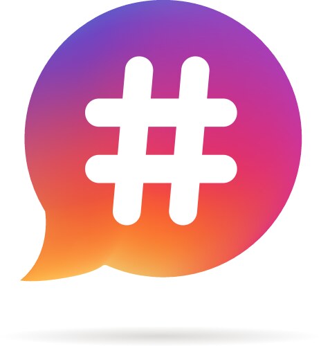 Gradient speech bubble with popular hashtag logo vector image