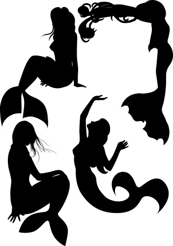 Mermaid Silhouette Collection Vector Image