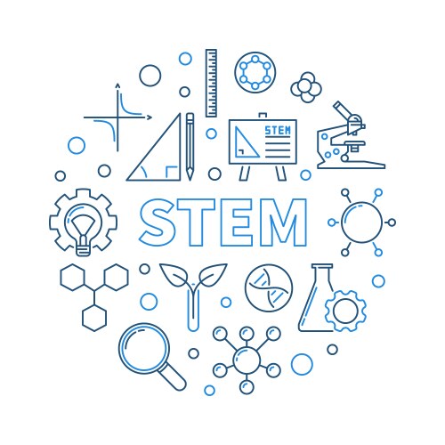 Stem education round silver Royalty Free Vector Image