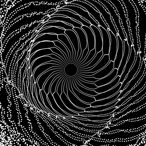 Spiral tunnel array with dynamic particles vector image