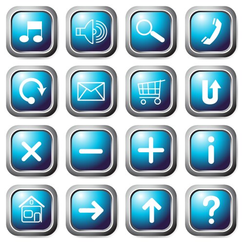 Funny cartoon blue buttons Royalty Free Vector Image