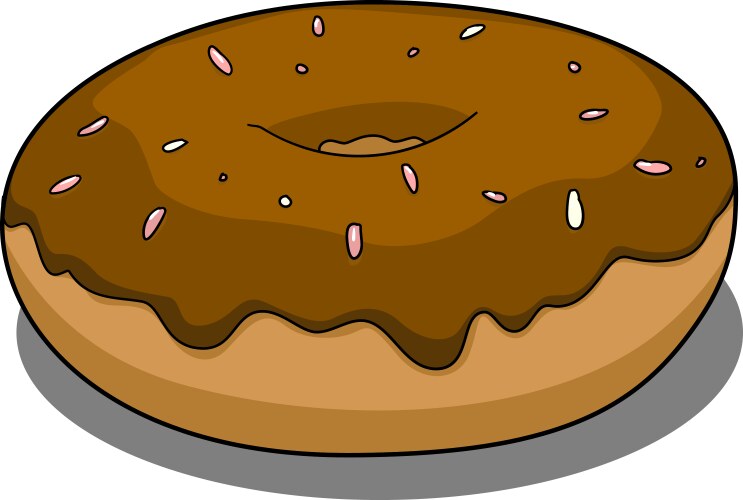 Chocolate snack donut icon frosted baked cake Vector Image