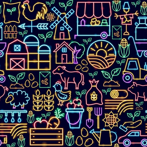 Farming neon icons Royalty Free Vector Image - VectorStock