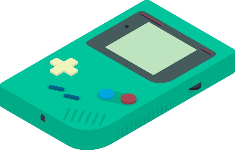 Retro portable game console in isometric view vector image
