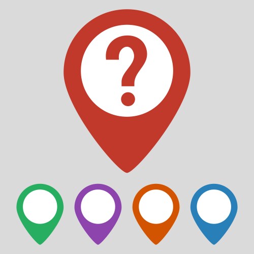 Map pointer with question icon on grey background vector image