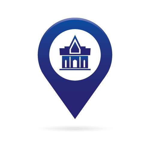 Temple monastery map pointer icon marker gps vector image