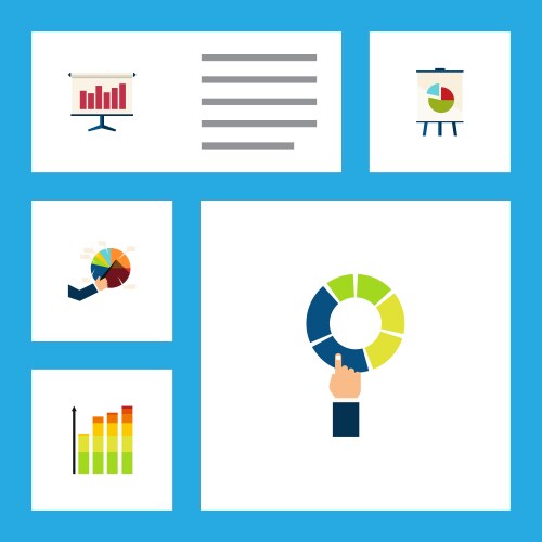 Flat icon graph set of pie bar easel segment vector image