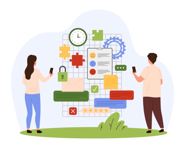 Project development brainstorming process of tiny vector image