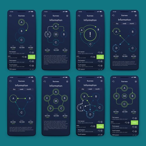 Different ui ux gui screens and flat web icons vector image