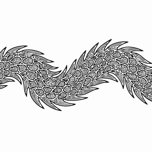 Zentangle Dragon Spine Pattern Vector Image
