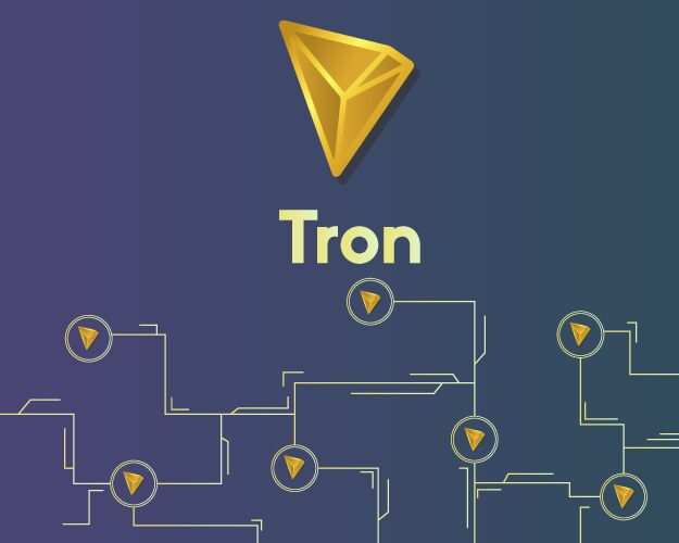 Cryptocurrency tron blockchain circuit networking vector image