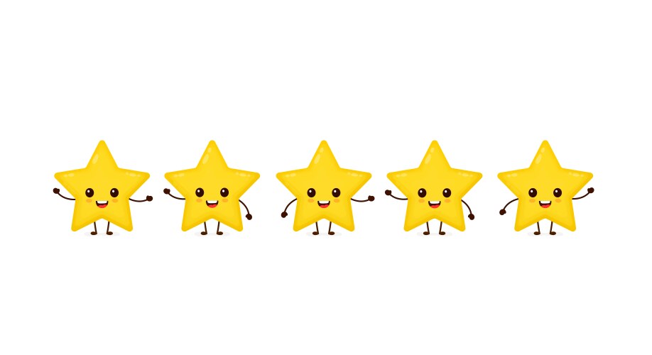 happy cute smiling funny 5 stars vector