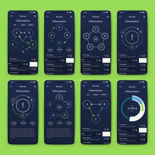 different ui ux gui screens and flat web icons vector image