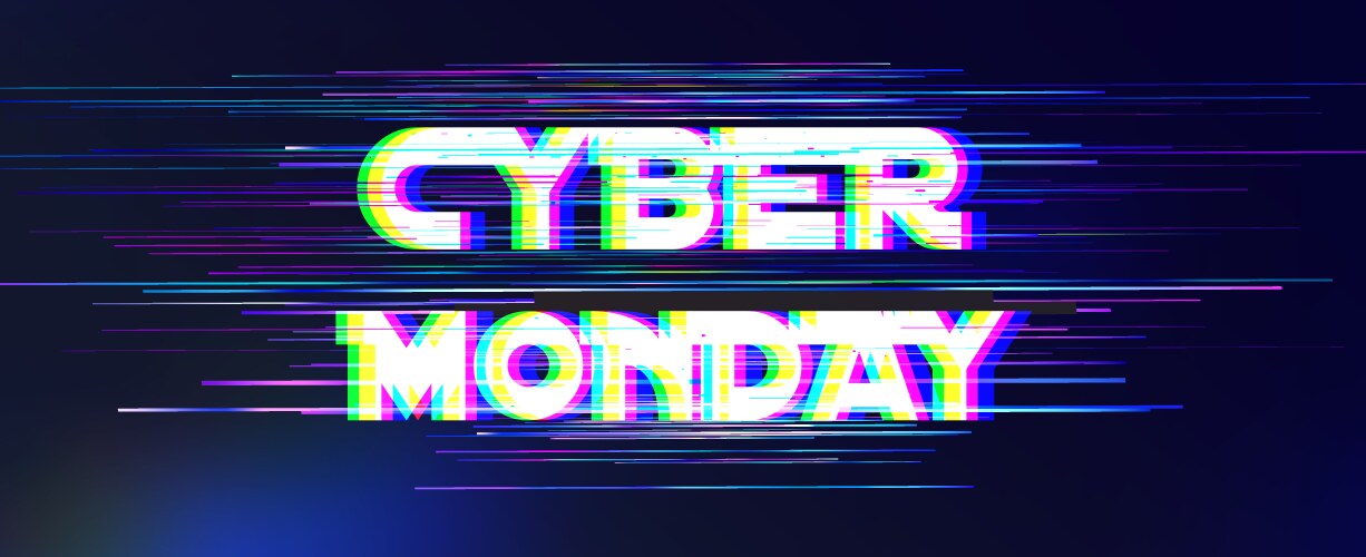 cyber monday advertising text on dark backdrop vector image