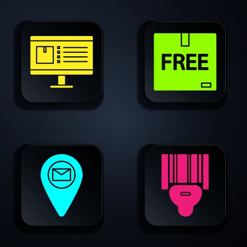 Set scanner scanning bar code computer monitor vector image