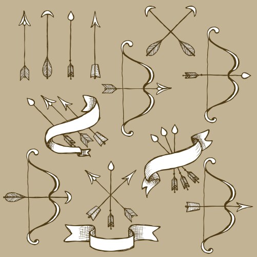 Vintage Arrow Sketch Set Vector Image