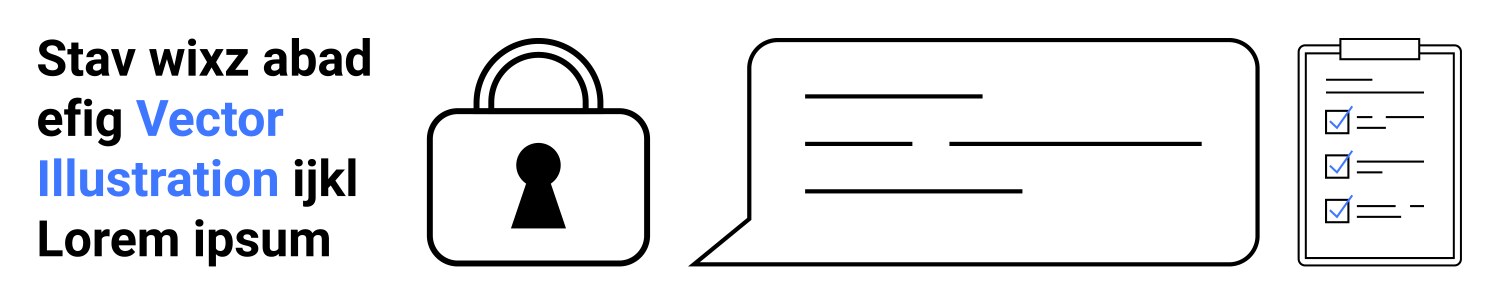 Lock speech bubble with text lines and checklist vector image