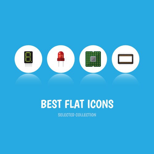 Flat icon device set of unit display recipient vector image