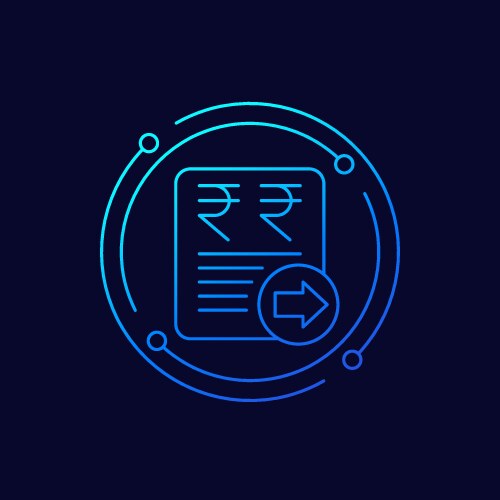 Send invoice line icon with a rupee Royalty Free Vector