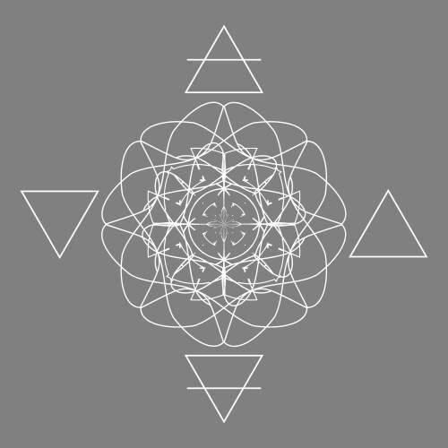 Abstract flower and triangles four elements Vector Image