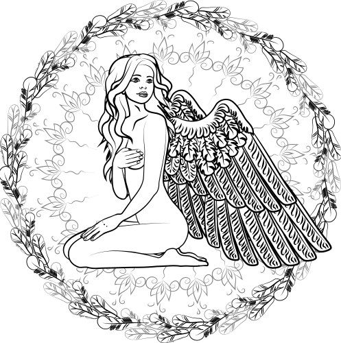 naked girl angel with wings vector image