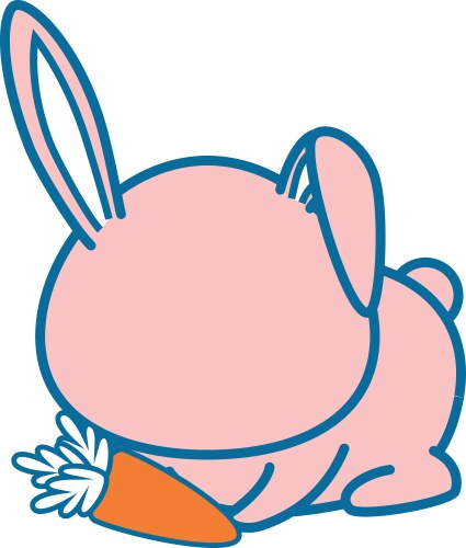 Cute rabbit pink front Royalty Free Vector Image