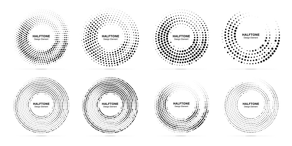 Halftone dots circle frame logo emblem design Vector Image