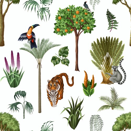 Seamless kids pattern with jungle trees Vector Image