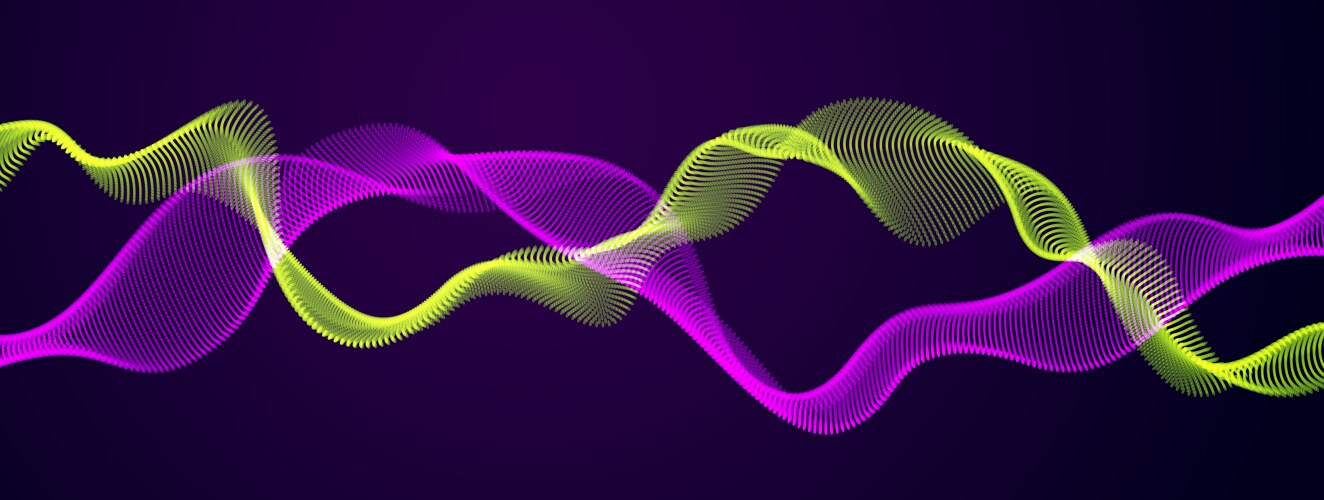 3d particles mesh array mutual sound wave flowing vector image