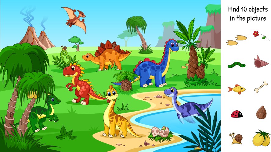 Children in playground find 10 hidden objects Vector Image