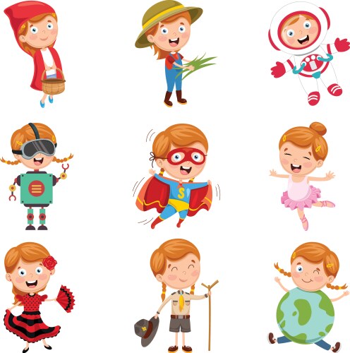 little girl wearing various vector image