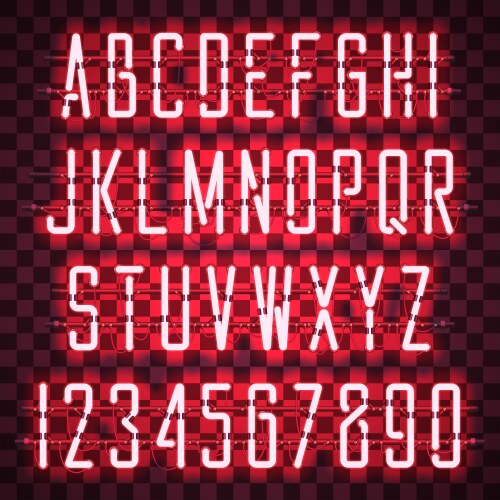 Glowing red neon casual script font vector image